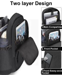 Business Travel Laptop Backpack, Anti Theft Slim Laptop Bag with USB Charging Port for Men and Women, Water Resistant Computer Bag Fits 15.6 Inch Laptop and Notebook (Black) Black 25 81ri8X4UZQL