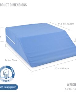 DMI Ortho Bed Wedge Elevated Leg Pillow, Supportive Foam Wedge Pillow for Elevating Legs, Improved Circulataion, Reducing Back Pain, Post Surgery and Injury, Recovery, Blue 6" x 20" x 24" 6 Inch 10 81rihkGmmL