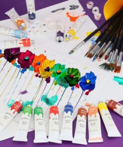 glokers Premium Acrylic Paint Set 24 Acrylic Paint Color Tubes, 10 Professional Paintbrushes, 2 Pcs Canvas Panel, Plastic Palette - Perfect Gift For Beginners, Adults, Students Or Professionals 12 81rjpkU9iwL