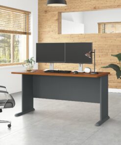 Alternative view of Bush Business Furniture Series A 60W Desk in Natural Cherry and Slate