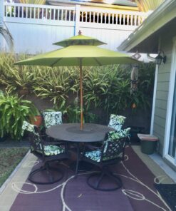 Camco 42855 9 by 12 Foot Reversible Brown Tan Leaf Design Breathable Portable Outdoor UV Coated Patio Mat Pad Rug for Picnics and Camping 9' x 12' 10 81ron9xvxZL