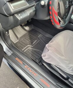 LASFIT Floor Mats Fit for Honda Civic 2016-2021 1st & 2nd Row Set, All Weather TPE Car Liners Black 31 81rqOIItvxL