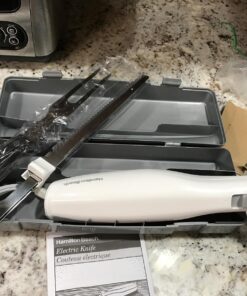 Hamilton Beach Electric Knife Set for Carving Meats, Poultry, Bread, Crafting Foam & More, Reciprocating Serrated Stainless Steel Blades, Ergonomic Design Storage Case + Fork Included, 5 Foot Cord Carve 'n Set Electric Knife 38 81rqocT x9L