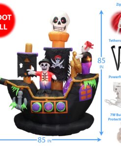 Alternative view of BZB Goods 7 Foot Halloween Inflatable Skeletons Ghosts on Pirate Ship Lights Decor Outdoor Indoor Holiday Decorations, Blow up Lighted Yard Decor, Lawn Inflatables Home Family Outside