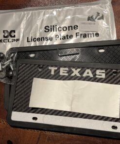 Intermerge License Plate Frames, 2 Pack, Universal US Car Black TPU Bracket Holder. Rust-Proof, Rattle-Proof, Weather-Proof with Drainage Holes Car Accessories 45 81rrxYIz5L