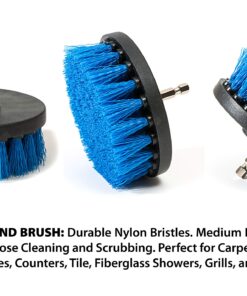 RevoClean 4 Piece Scrub Brush Power Drill Attachments-All Purpose Time Saving Kit-Perfect for Cleaning Grout, Tile, Counter, Shower, Grill, Floor, Kitchen, Blue & White 23 81rt295OOUL