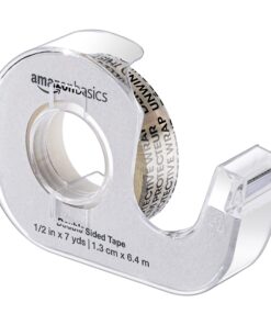 Amazon Basics Double Sided Tape with Dispenser, Narrow Width, 1/2 x 252 inches, 3-Pack, Translucence 16 81ruSzrSRS