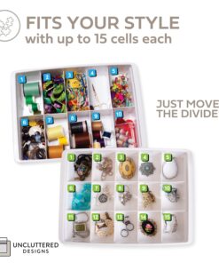 Uncluttered Designs Adjustable Drawer Dividers — Customizable Organization for Utility & Junk Drawers — Storage Solution for Kitchen and Office (White, 3 Pack) White 3pack 29 81rvIt047 L