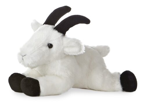 Aurora® Adorable Mini Flopsie™ Rocky Mountain Goat™ Stuffed Animal - Playful Ease - Timeless Companions - White 8 Inches