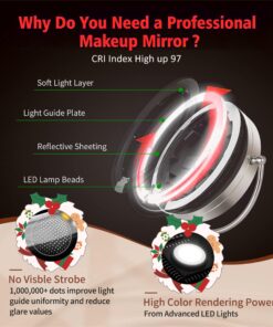 VESAUR Professional 8.5" Large Lighted Makeup Mirror Updated with 3 Color Lights, 1X/10X Magnifying Swivel Vanity Brightness Dimmable Cosmetic Mirror with 48 Premium LED Lights, Senior Pearl Nickel X-Large 24 81rwo p0TbL