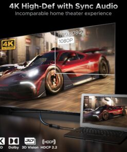 Alternative view of Warrky 4K Mini DisplayPort to HDMI Adapter, [UHD, Gold-Plated Plug, Aluminum Case] Thunderbolt to HDMI Converter Compatible for MacBook Air/Pro, Mac Mini, iMac, Surface Pro/Dock, Monitor/TV/Projector 1 Pack