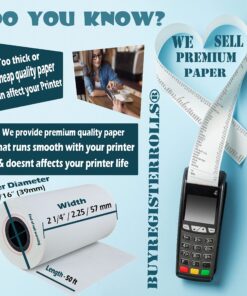 (50 Rolls) 2 1/4 x 50 Thermal Paper Receipt Rolls 55 GSM Premium Quality German Paper fits all Credit Card Terminals Verifone VX520 Ingenico ICT220 ICT250 FD400 BPA Free from BuyRegisterRolls 2 1/4" x 50' Thermal 1 Case - 50 Rolls 7 81s0OlGPsWL