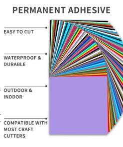 Alternative view of iImagine Vinyl Permanent Vinyl for Cricut, 72 Pack Permanent Adhesive Vinyl Sheets (12”x 12”) for Silhouette Cameo and Any Craft Machine Cutter Multicolor
