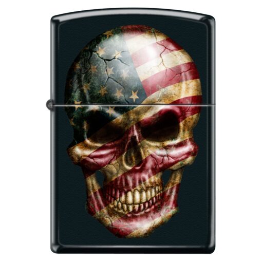 Zippo American Flag Skull Face Black Matte Custom Windproof Collectible Lighter. Made in USA Limited Edition & Rare