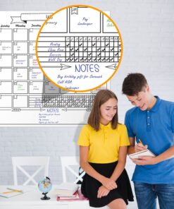 Jumbo Dry Erase Laminated Wall Calendar, Huge 36 Inch by 36 Inch Size, Monthly Planner for Home Office Classroom, Goal Tracker, Reusable PET Film, Never Folded, Includes 5 Markers, 8 Tacks, 1 Eraser white 36 x 36 - 1 month Artsy 17 81s39E5Bt9L