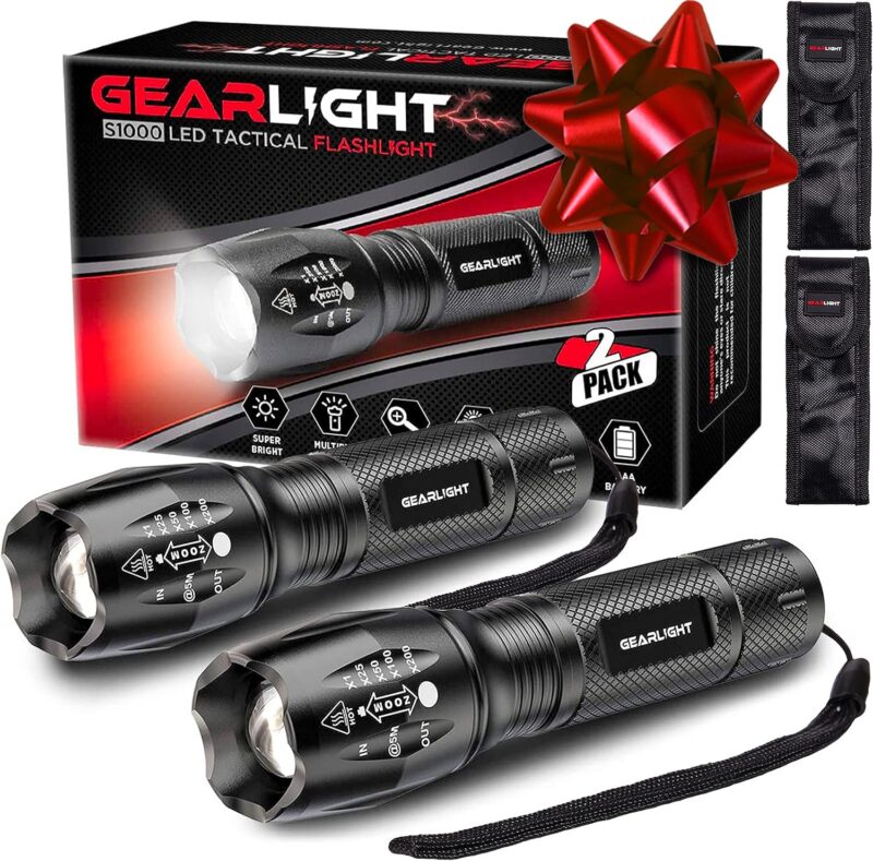 Catalog 1 GearLight 2pack S1000 LED Flashlights High Lumens - Mini Flashlights for Camping, Hiking, Walking - Powerful Emergency Flashlights with 5 Modes for Outdoor Use - Bright Flashlight with Zoomable Beam 2 Pack
