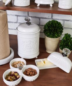 Alternative view of Mud Pie Door Knob Butter Dish White with Door Knob Lid