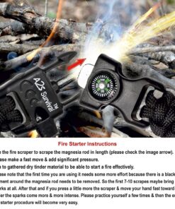 A2S Protection Paracord Bracelet K2-Peak – Survival Bracelets with Embedded Compass Whistle EDC Hiking Gear- Camping Gear Survival Gear Emergency Kit Black / Black 9" 12 81s5CYlGlvL