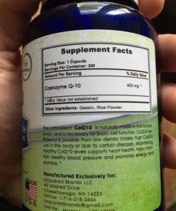 CoQ10 (400mg Max Strength, 200 Capsules) - High Absorption Vegan Coenzyme Q10 Powder - Ubiquinone Supplement Pills, Extra Antioxidant CO Q-10 Enzyme Vitamin Tablets, COQ 10 400 mg 200 Count (Pack of 1) 26 81s6TOU3VL