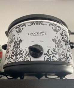 Crock Pot 4.5 Quart Manual Slow Cooker, Damask Pattern, White 22 81s6wQZXkJL