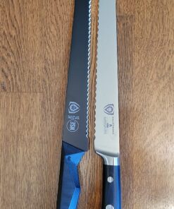 Dalstrong Serrated Bread Knife - 10 inch - Gladiator Series Elite - Forged High-Carbon German Steel - G10 Handle Kitchen Knife - Sheath Included - Razor Sharp Slicer - Slicing Knife - NSF Certified 10" 32 81sAXJrNxuL