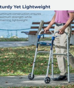 Drive Medical 10226-1 Trigger Release Folding Walker, Brushed Steel 20 81sAqyRxu5L