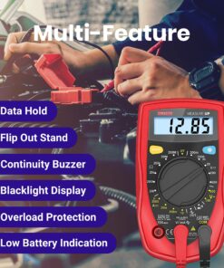 Etekcity Digital Multimeter, AC DC Voltmeter Amp Volt Ohm Current Meter, Electrical Voltage Outlet Circuit Tester With Continuity Resistance Diode Test ,Two Build-In Ceramic Fuses, Red, MSR-R500 31 81sAu 2twOL