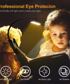 Gritin 9 LED Rechargeable Book Light for Reading in Bed - Eye Caring 3 Color Temperatures,Stepless Dimming Brightness,80 Hrs Runtime Small Lightweight Clip On Book Reading Light for Kids,Studying Black 26 81sCW7qQouL