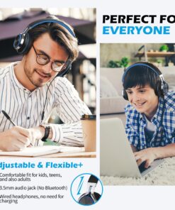 Alternative view of AILIHEN C8 Headphones Wired, On-Ear Headphones with Microphone and Volume Control Foldable Corded Stereo 3.5mm Headset for Smartphones Chromebook Laptop Computer PC Tablets Travel(Black/Blue) Black, Blue