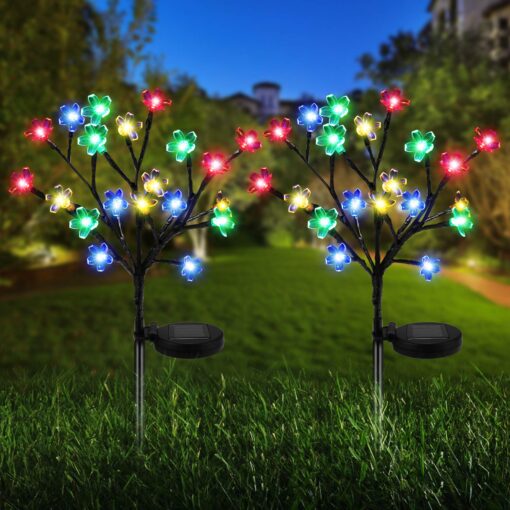 ZWJBSGY Solar Lights Outdoor - New Upgraded Solar Garden Lights, 2 Pack Waterproof Colored Fairy Landscape Tree Solar Lights for Pathway Patio Yard Deck Walkway Christmas Decoration