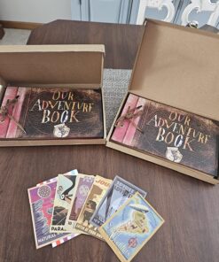 T-HAOHUA Anniversary Photo Album Scrapbook - Our Adventure Book Wedding Photo Album Scrapping 11.6"x7.5" inches, 80 Pages - Includes Bonus 5 Postcards and 5 Self-Adhesive Photo Corners multicolored 30 81sGD M4SzL