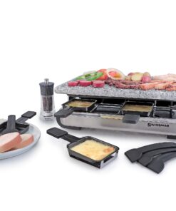 Alternative view of Swissmar KF-77081 Stelvio 8-Person Raclette Party Grill with Granite Stone Grill Top, Brushed Stainless Steel