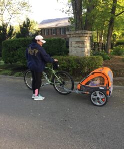 Instep Quick-N-EZ Double Tow Behind Bike Trailer for Toddlers, Kids, Converts to Stroller, Jogger, 2-in-1 Canopy, Universal Bicycle Coupler, Folding Frame, Multiple Colors Orange 41 81sImI5Hs5L