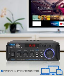Pyle Wireless Bluetooth Stereo Power Amplifier - 200W Dual Channel Sound Audio Stereo Receiver w/RCA, USB, SD, MIC in, FM Radio, for Home Computer via RCA - PDA29BU.5 Basic Feature 20 81sIuvPfoCS