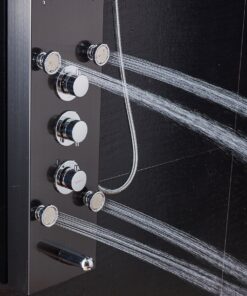 ELLO&ALLO LED Shower Panel Tower System, Hydroelectricity Display Rain Massage with Jets, Brushed Black Brushed Black A 20 81sN7gVLYqL 1