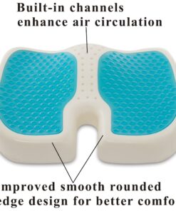 TravelMate Gel-Enhanced Memory Foam Seat Cushion – Perfect for Office Chair & Car Seat Cushion – Helps Relief from Tailbone Pain – Reduce Pressure on Coccyx & Hip – Non-Slip Washable Cover 19 81sNJco52FL