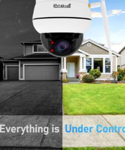 JideTech 5MP PTZ WiFi Camera Outdoor, 5X Optical Zoom Dome Camera with Human/Motion Detection, Auto Tracking, Wireless IP Camera with Mic/Audio, MicroSD (128GB), IR Night Vision, IP66 Weatherproof 43 81sNjov JcL