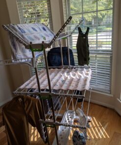 Newerlives BR505 3-Tier Collapsible Clothes Drying Rack with Casters, Laundry Drying Rack, Stainless Steel Hanging Rods, Indoor & Outdoor Use 36 81sONqZrt5L 1