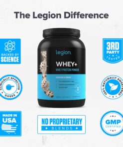 LEGION Whey+ Cookies & Cream Whey Isolate Protein Powder from Grass Fed Cows - Low Carb, Low Calorie, Non-GMO, Lactose Free, Gluten Free, Sugar Free. All Natural Whey Protein Isolate, 30 Servings… 30 Servings (Pack of 1) 17 81sPc3ytrsL