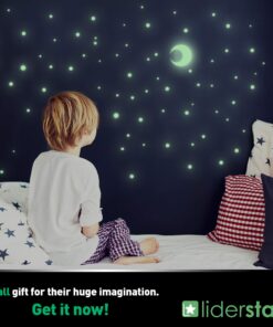 Glow in The Dark Stars Wall Stickers, Adhesive Dots and Moon for Starry Sky, Galaxy Decor Bright and Realistic for Any Room (Green) Green 30 81sQQN6v2eL