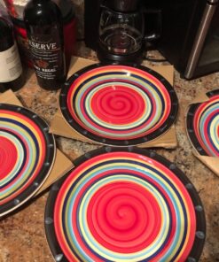 Gibson Home Casa Stella Dinnerware Set, Red, 16-piece 36 81sQdI LpGL