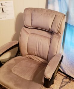 Amazon Basics Classic Office Desk Computer Chair - Adjustable, Swiveling, Ultra-Soft Microfiber, Lumbar Support, 28"D x 25"W x 43.5"H, Light Gray 29 81sS0JcHEZL