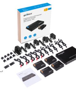 gofanco Prophecy 1080p 1x4 HDMI Extender Splitter Over Cat5e/Cat6/Cat7 Ethernet Cable with HDMI Loopout - Up to 50m/165ft - EDID Management, Bi-Directional IR Control, 1 in 4 Out (HDExt4P-Pro) 1080p 4-Port 165ft 15 81sTFO8JM3L