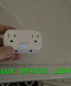 Anker Extension Cord,Mini Power Strip with USB Ports ,2 Outlets and 2 USB-A Ports, Flat Plug, 5 ft Extension Cord, Safety System for Travel, Desk, and Home Office, TUV Listed White-Round Extension Cord 36 81sTYUAAs1L