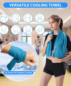 SYOURSELF Cooling Towel, Cooling Towels for Neck,40" x 12"Ice Towel for Instant Cooling Relief, Soft Breathable Chilly Towel, Perfect Yoga, Golf, Sports, Gym, Workout, Athletes Towel (1PC-Blue) Blue 21 81sUGTOS4dL