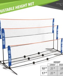 JOOLA HIT MIT Adjustable Height Portable Badminton Net Set - Competition Multi Sport Indoor or Outdoor Net for Playing Pickleball, Kids Volleyball, Soccer Tennis, Lawn Tennis - Easy and Fast Assembly 10 FT 16 81sV8C250UL