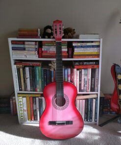 Best Choice Products 38in Beginner All Wood Acoustic Guitar Starter Kit w/Gig Bag, Digital Tuner, 6 Celluloid Picks, Nylon Strings, Capo, Cloth, Strap w/Pick Holder - Pink 36 81sVFspEkLL