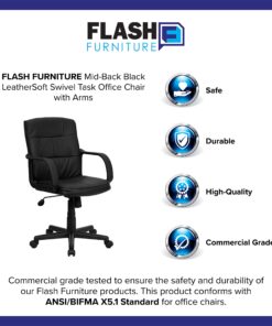 Flash Furniture Rider Mid-Back Black LeatherSoft Swivel Task Office Chair with Arms 21 81sVjja14cL