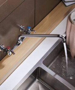 Kitchen Faucet Wall Mount Commercial Sink Faucet Kitchen Utility Laundry 8 Inch Swivel Spout 2 Dual Handle Restaurant Chrome Mixer Tap 20 81sY3w8zlNL