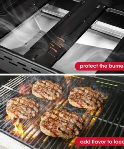Unicook Universal Replacement Heavy Duty Adjustable Porcelain Steel Heat Plate Shield, Heat Tent, Flavorizer Bar, Burner Cover, Flame Tamer for Gas Grill, Extends from 11.75" up to 21" L, 4 Pack 19 81sYpw7eT3L